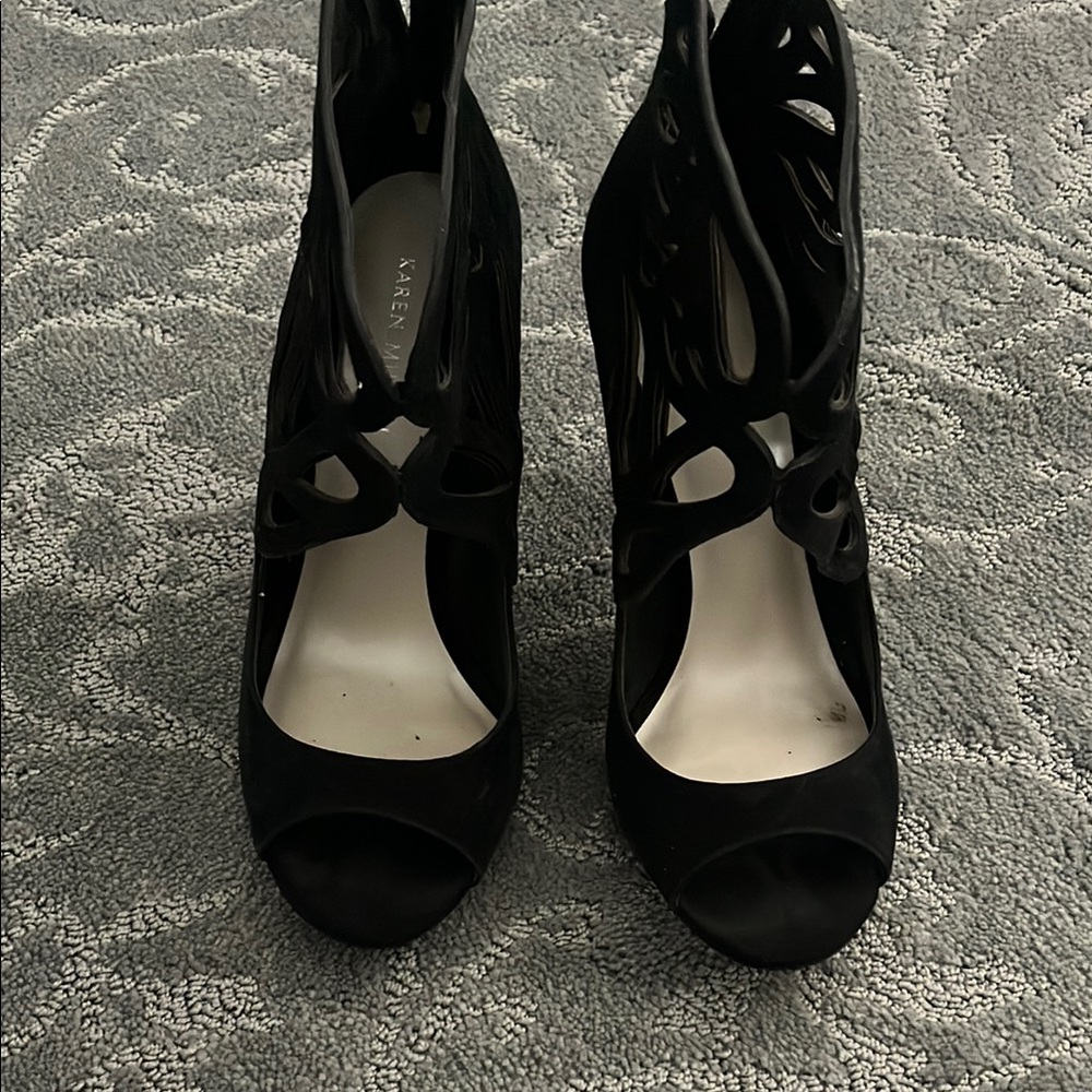 Karen Millen Black Ankle Booties with Intricate Straps